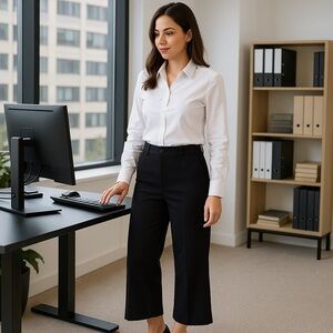 Ann Taylor Black Boot-Cut Crop Pants